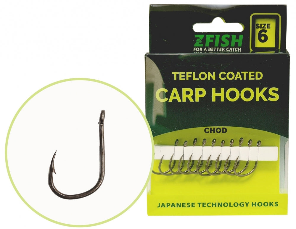 Karpiniai kabliukai Zfish Teflon Hooks Chod - 10 vnt.