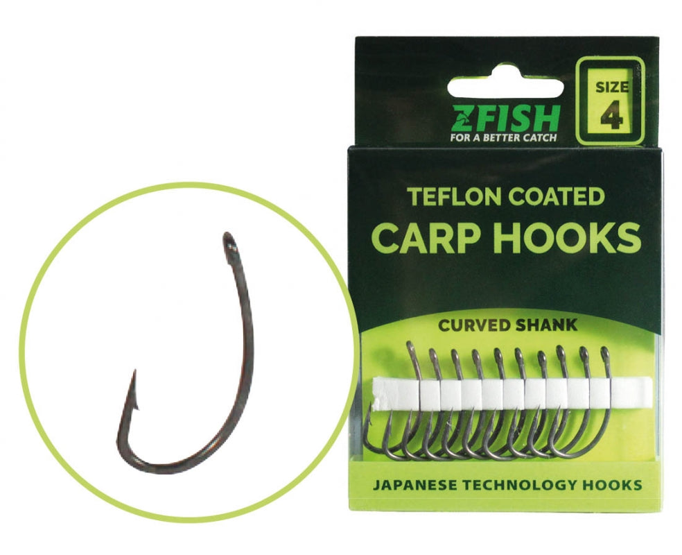 Karpiniai kabliukai Zfish Teflon Hooks Curved Shank - 10 vnt.