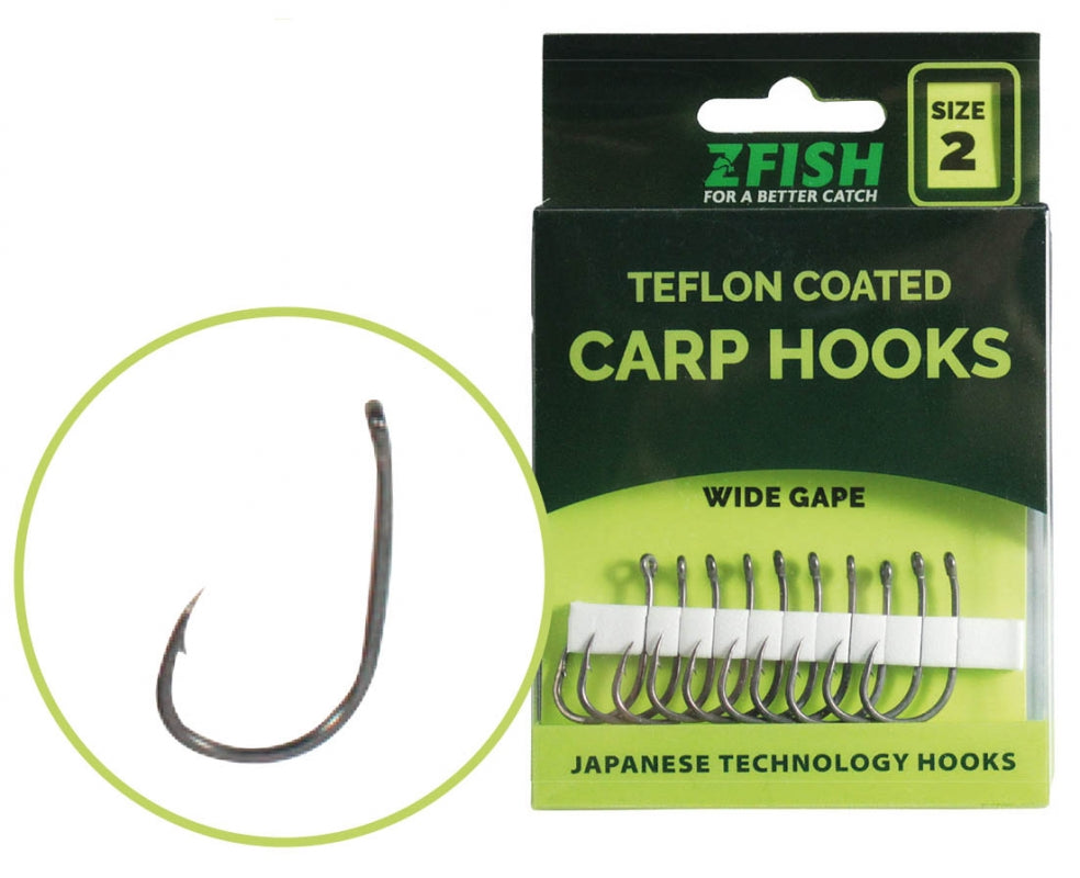 Karpiniai kabliukai Zfish Teflon Hooks Wide Gape - 10vnt.