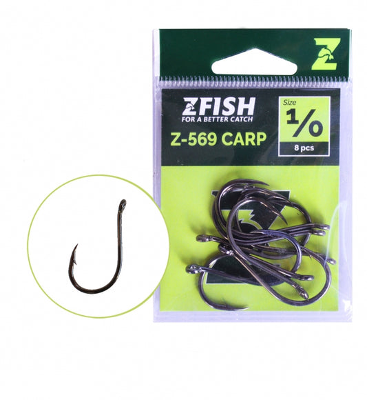 Zfish Z-569 karpiniai kabliukai su ąsele ir užkarpa